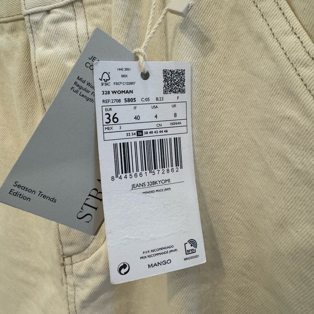 NWT Mango Cream Pocket Cargo Jeans - Picture 4 of 10